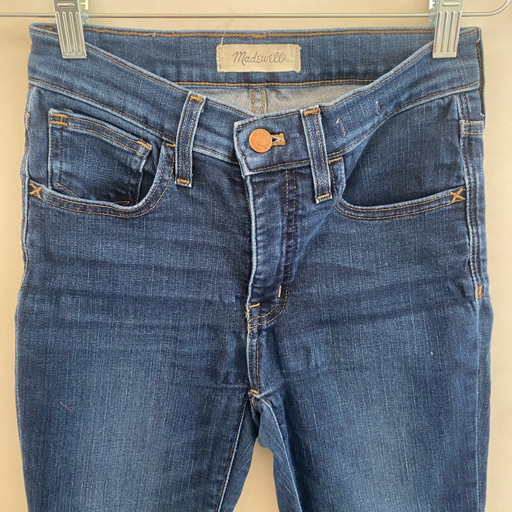 Madewell skinny frayed ankle jeans